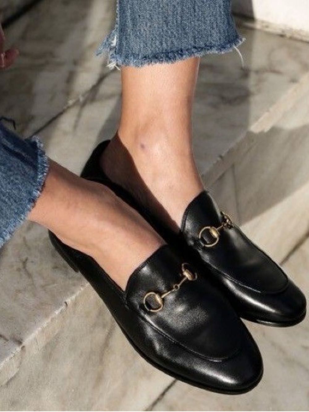 Gucci Horsebit Black Leather Slip-On Loafers Agnello Plonge w/new soles.